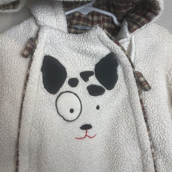 Le Petit Rothschild Plush Snowsuit Soft Hood Baby Boy’s Size 24 Months Cream Dog - Picture 3 of 5